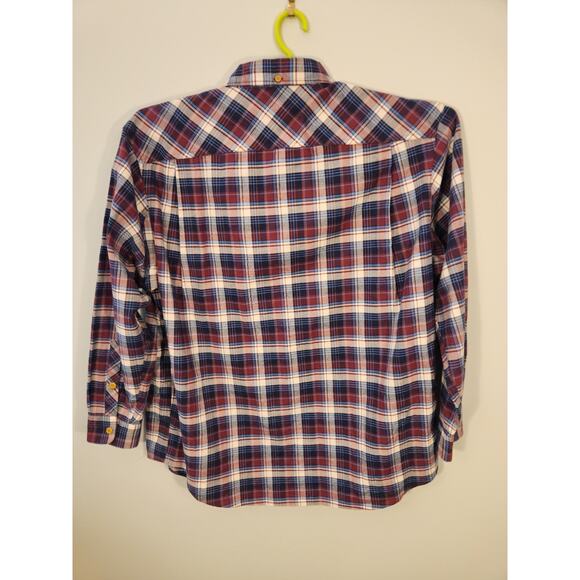 Duluth Trading Shirt Mens XL Purple Plaid Long Sleeve Outdoors Gorpcore Preppy - Picture 4 of 9